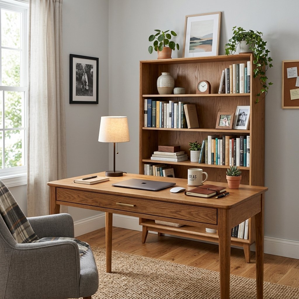 After Office Desk and Bookcase Assembly